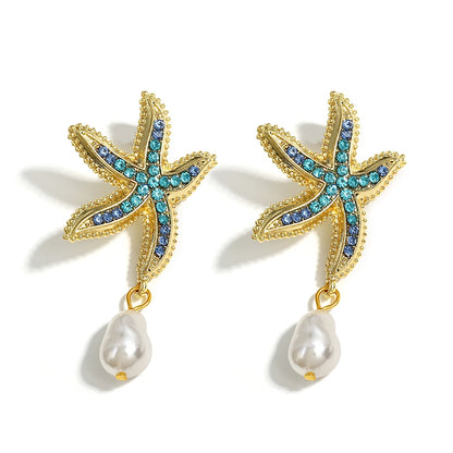 Pearl of the Sea Starfish Earrings